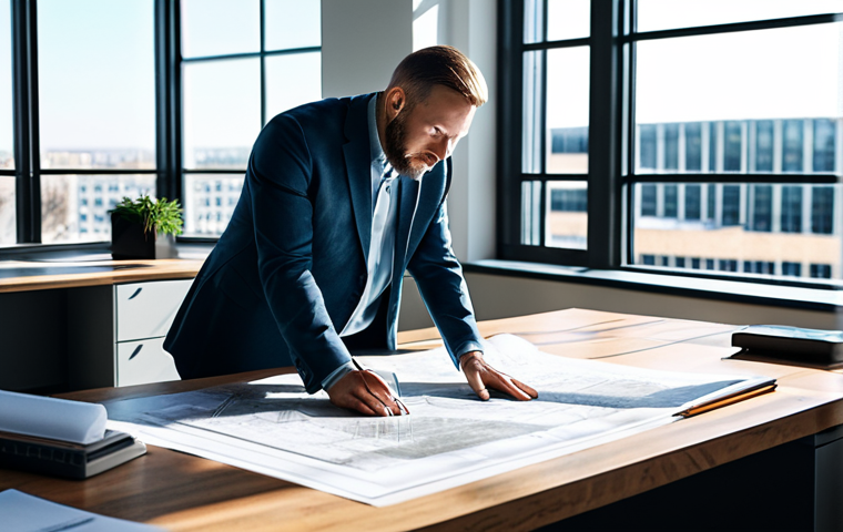 **

"A professional architect, fully clothed in modest attire, reviewing blueprints in a sunlit, modern office space. Natural pose, perfect anatomy, well-formed hands, appropriate content, safe for work, family-friendly, high quality rendering, natural body proportions."

**