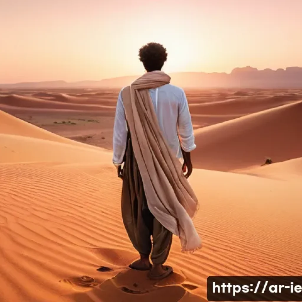 마인드풀 트래블을 실천하는 명상 장소 - **Prompt:** A serene, wide-angle shot of a person standing contemplatively at sunrise in the vast, g...