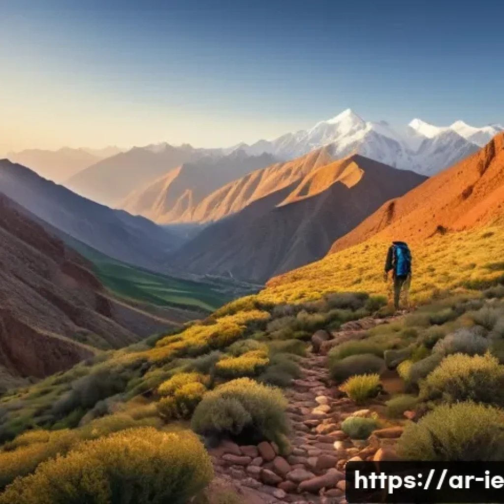 여행 중 영감을 주는 장소들 - A breathtaking scene of the Atlas Mountains at sunrise, featuring towering rocky peaks touching the ...